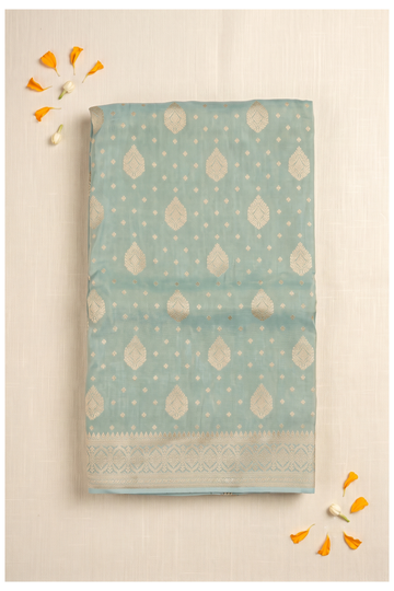 Aqua Green Banarasi Art Silk Saree For Wedding And Party Wear
