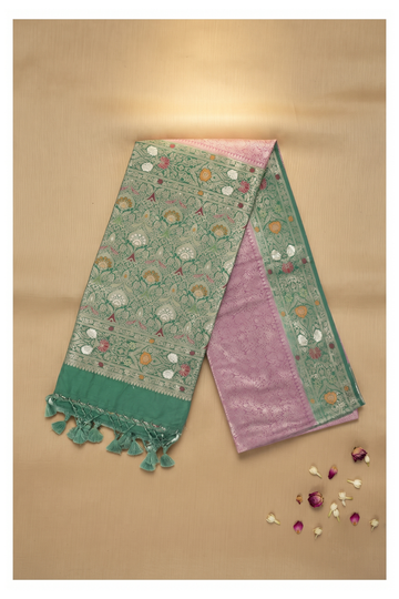 Mauve Pink Banarasi Art Silk Wedding & Party Wear Saree