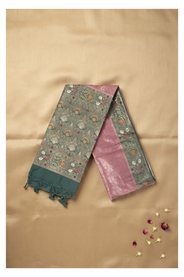 Elegant Rose Pink Banarasi Art Silk Wedding & Party Wear Saree
