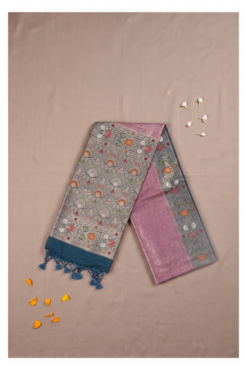 Orchid Banarasi Art Silk Wedding Party Wear Saree
