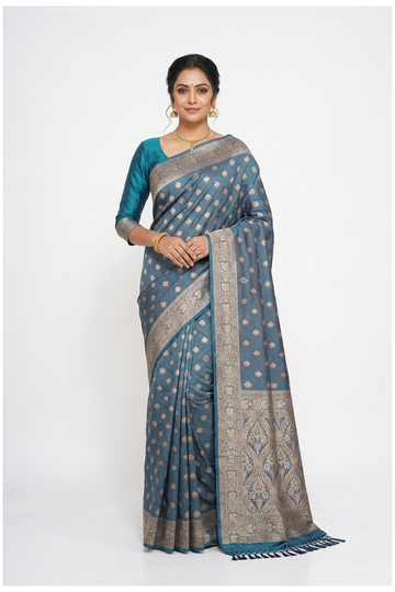 Teal Banarasi Pure Silk Wedding & Party Wear Saree