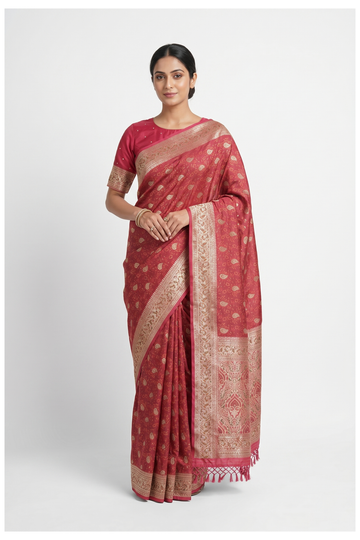 Maroon Pure Silk Banarasi Wedding & Party Wear Saree