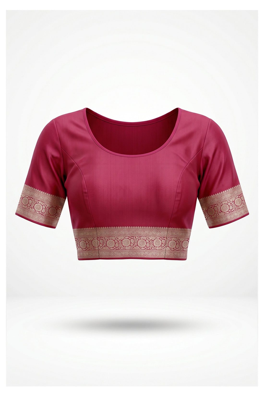 Rani Pink Banarasi Silk Saree With Floral Zari Weaving