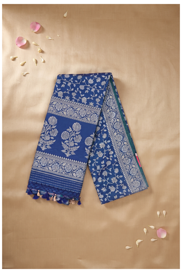 Royal Blue Banarasi Art Silk Wedding Saree