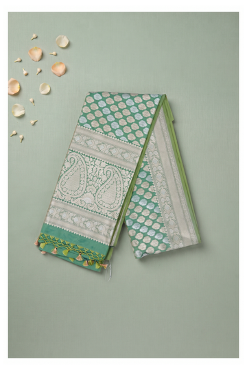 Light Teal Green Banarasi Art Silk Wedding Saree