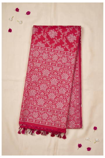 Crimson Red Banarasi Art Silk Wedding Party Wear Saree