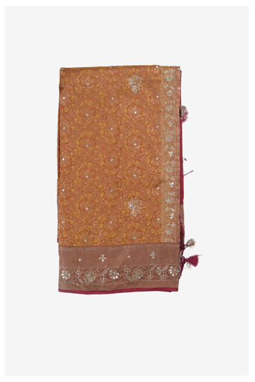 Rust Banarasi Pure Silk Wedding & Party Wear Saree