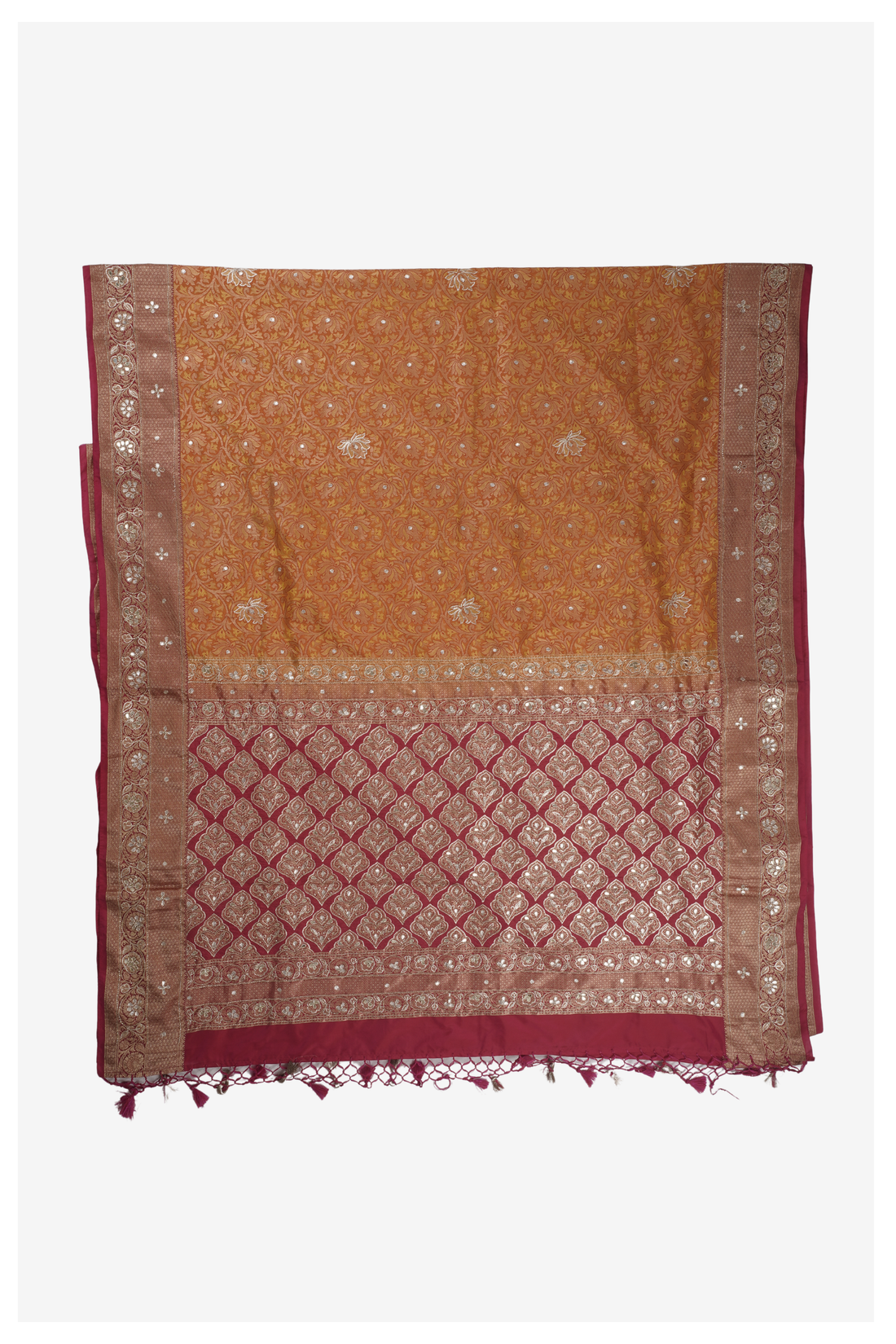 Rust Banarasi Pure Silk Wedding & Party Wear Saree