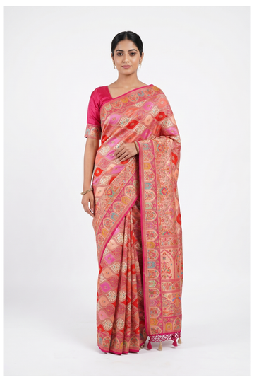 Rani Pink Banarasi Art Silk Wedding & Party Wear Saree