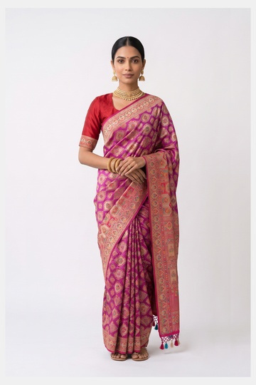 Magenta Banarasi Art Silk Wedding & Party Wear Saree