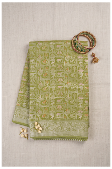 Mehendi Green Banarasi Art Silk Wedding Saree