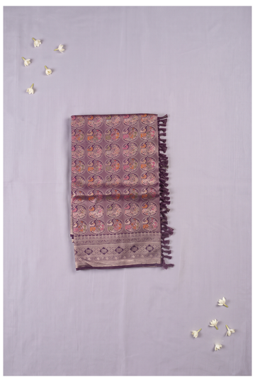 Wine Banarasi Art Tissue Silk Wedding & Party Wear Saree