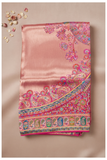 Rose Gold Banarasi Tissue Silk Wedding & Party Wear Saree