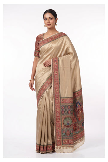 Beige Heritage Art Silk Saree