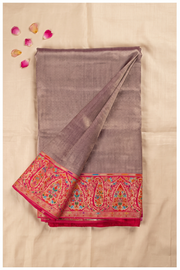 Champagne Banarasi Tissue Silk Party Wear Saree