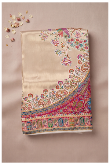 Champagne Banarasi Tissue Silk Party Wear Saree