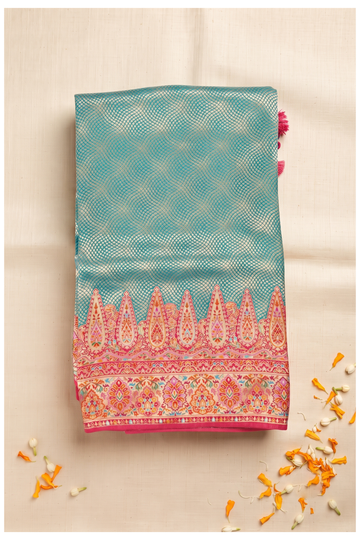 Teal Banarasi Tissue Silk Party & Wedding Saree