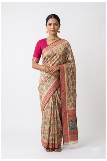 Ivory Banarasi Art Silk Wedding Saree