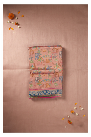 Peach Pink Paithani Art Silk Wedding Saree
