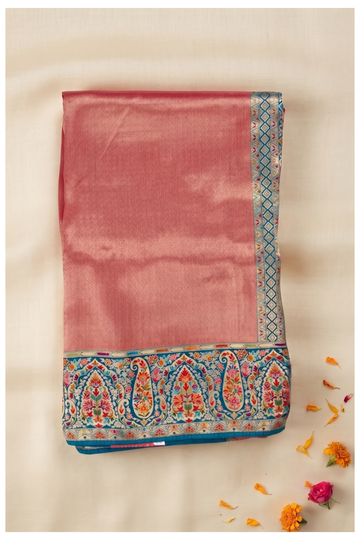 Coral Pink Banarasi Tissue Silk Party & Wedding Saree
