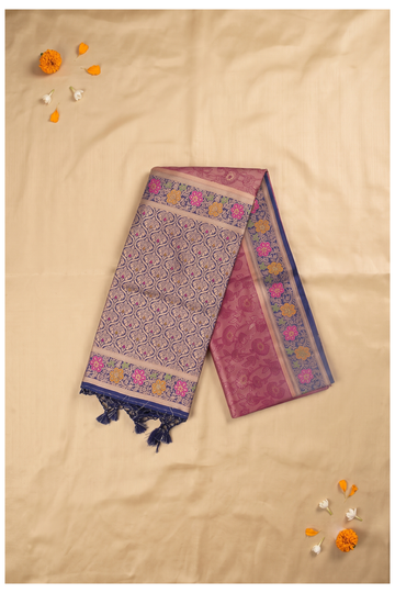 Wine Banarasi Art Silk Saree For Wedding & Party