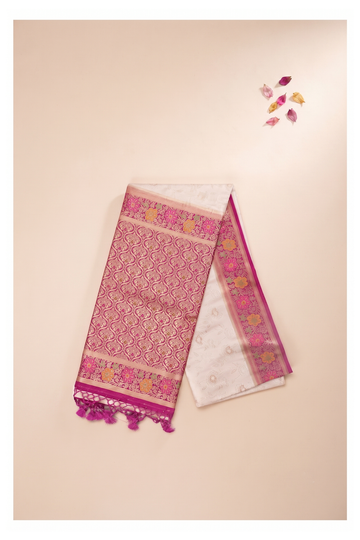 Ivory Banarasi Art Silk Wedding Saree