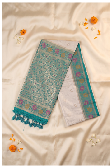 Ivory Banarasi Art Silk Wedding & Party Wear Saree