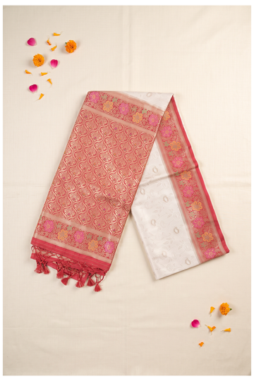 Ivory Banarasi Art Silk Wedding Saree
