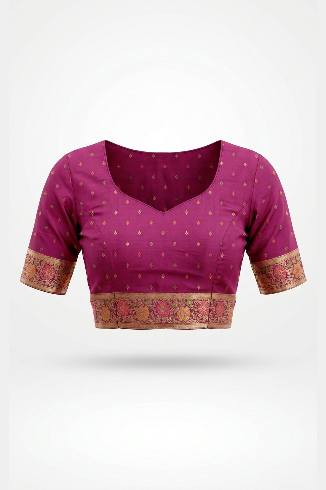 Sky Blue Floral Woven Art Silk Saree With Magenta Designer Border