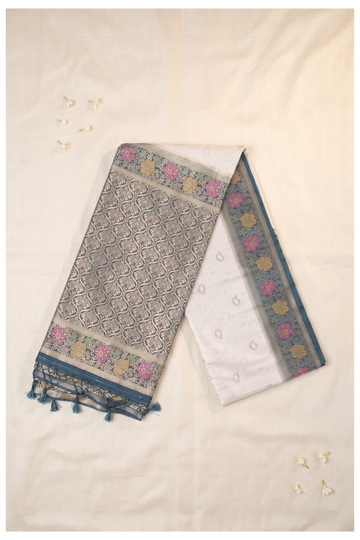 Ivory Banarasi Art Silk Wedding Saree