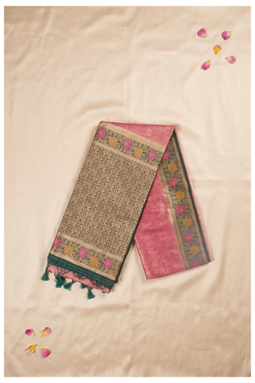 Rose Pink Banarasi Art Silk Wedding Saree