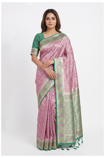 Mauve Banarasi Art Silk Saree For Wedding & Party Wear