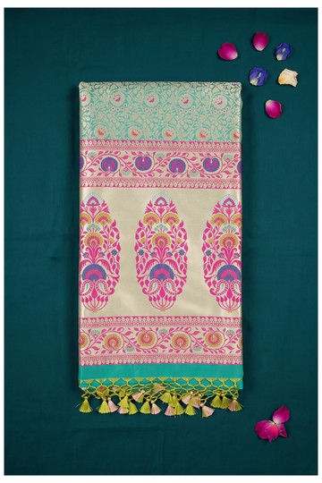 Mint Green Banarasi Art Silk Wedding Saree