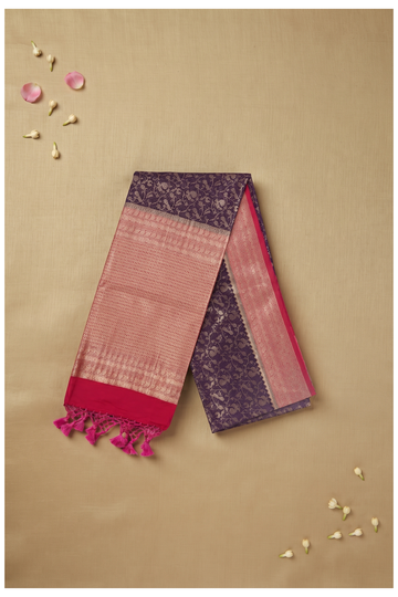 Deep Violet Banarasi Art Silk Wedding Saree