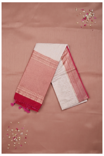 Ivory Banarasi Art Crepe Silk Wedding Saree