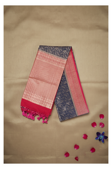Charcoal Blue Banarasi Art Silk Wedding & Party Wear