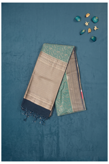 Teal Banarasi Art Silk Wedding Party Wear Saree