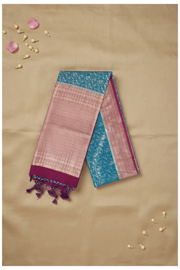 Teal Banarasi Art Silk Wedding Party Saree