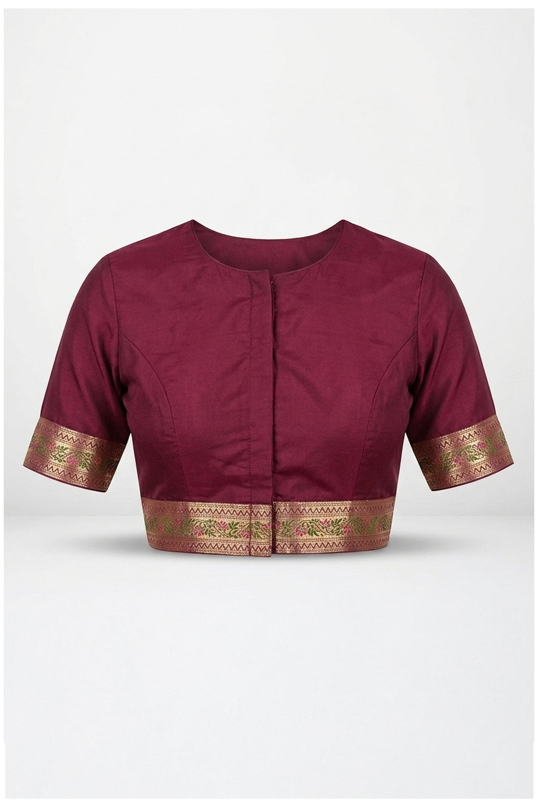 Wine Banarasi Silk Saree With Woven Butta Design