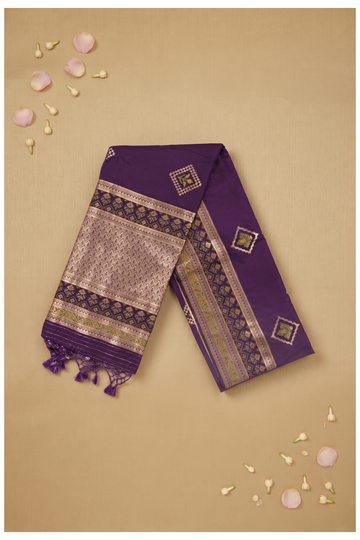 Deep Purple Banarasi Art Silk Wedding Saree