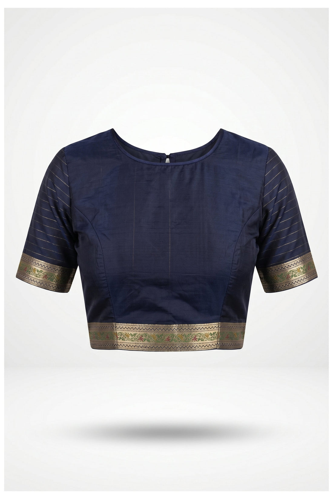 Navy Blue Banarasi Silk Saree With Woven Butta Design