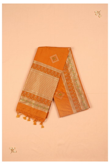 Tangerine Orange Banarasi Art Silk Wedding Wear