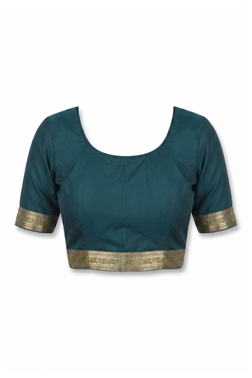Teal Blue Banarasi Silk Saree With Traditional Butta Weaving