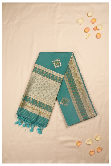 Teal Banarasi Art Silk Wedding Party Wear Saree