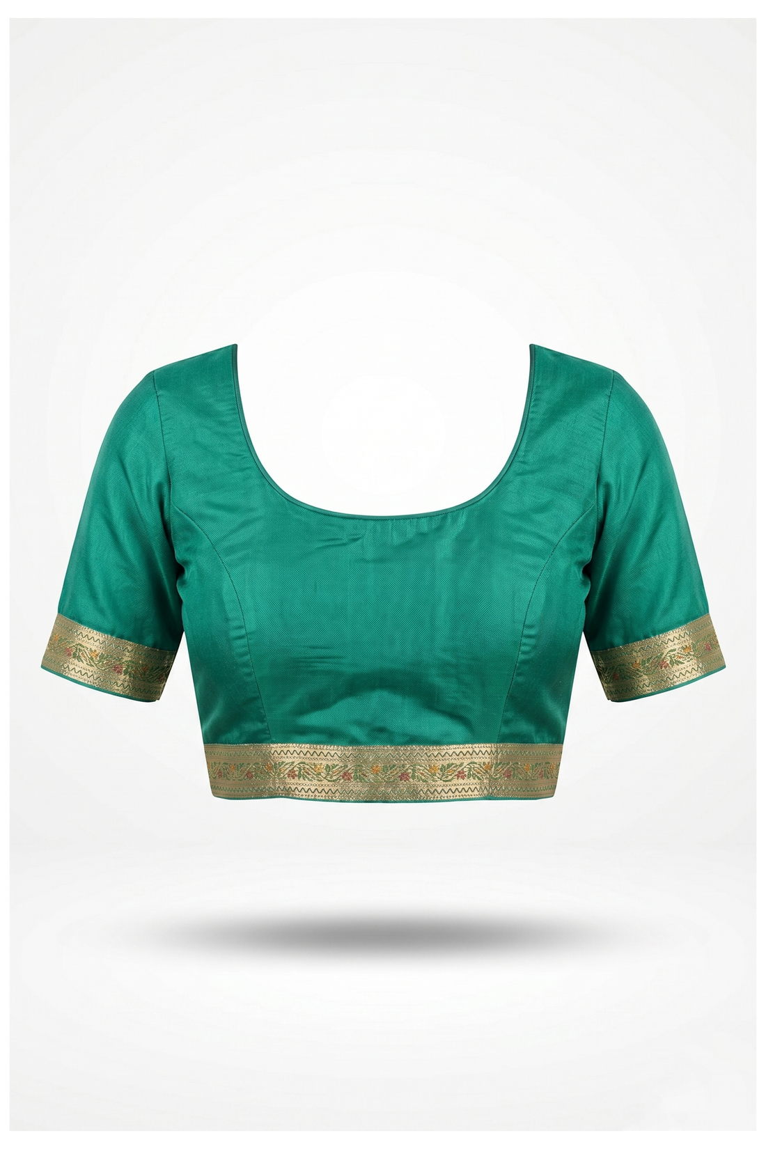 Emerald Green Banarasi Silk Saree With Traditional Butta Weaving
