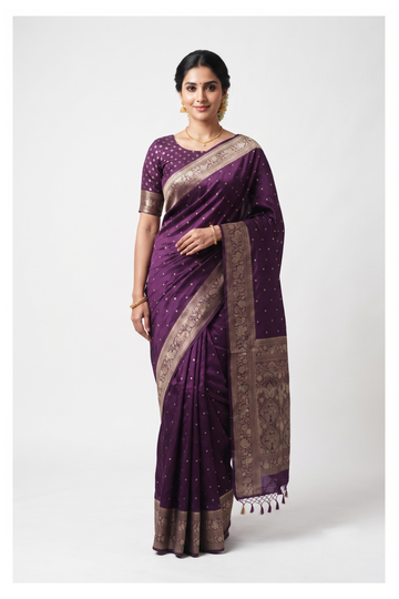 Wine Pure Silk South Silk Wedding And Party Wear Saree