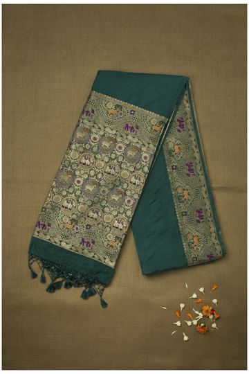 Bottle Green Banarasi Art Silk Wedding Saree