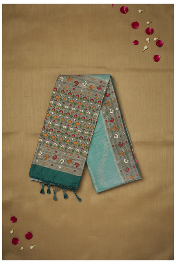 Teal Green Banarasi Art Silk Wedding Saree