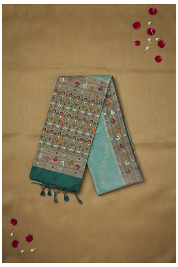 Teal Banarasi Art Silk Wedding Saree