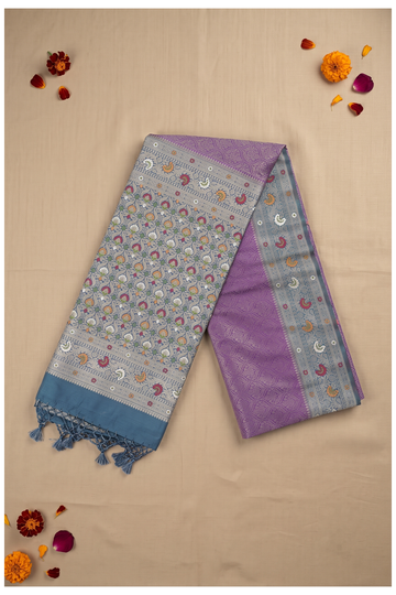 Violet Banarasi Art Silk Wedding Party Saree
